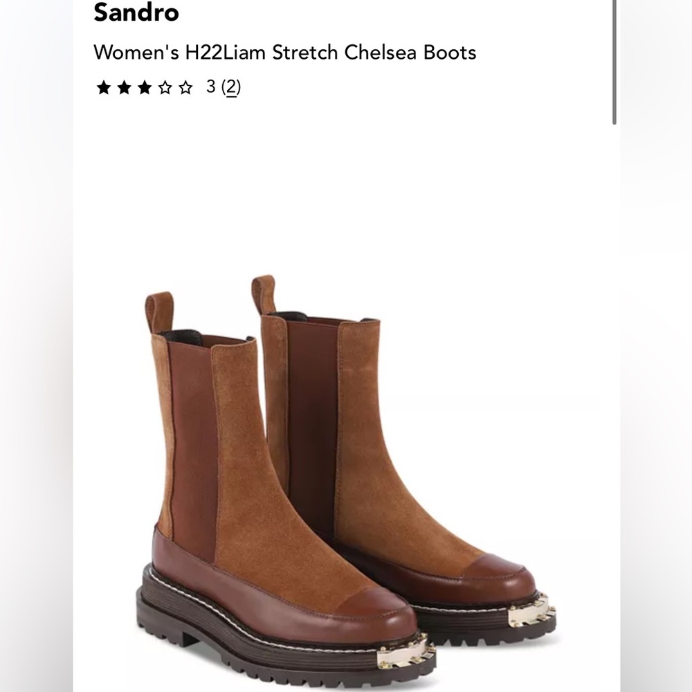 🐪NEW IN BOX🐪Sandro Women's Tan and Brown Chelsea Boots 37